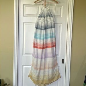 ONEILL Maxi Dress White w/Multi Color Stripes sz L